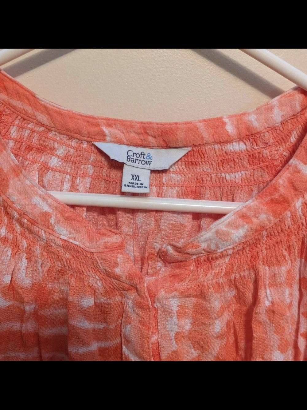 croft & barrow Coral Tie-Dye Peasant Blouse